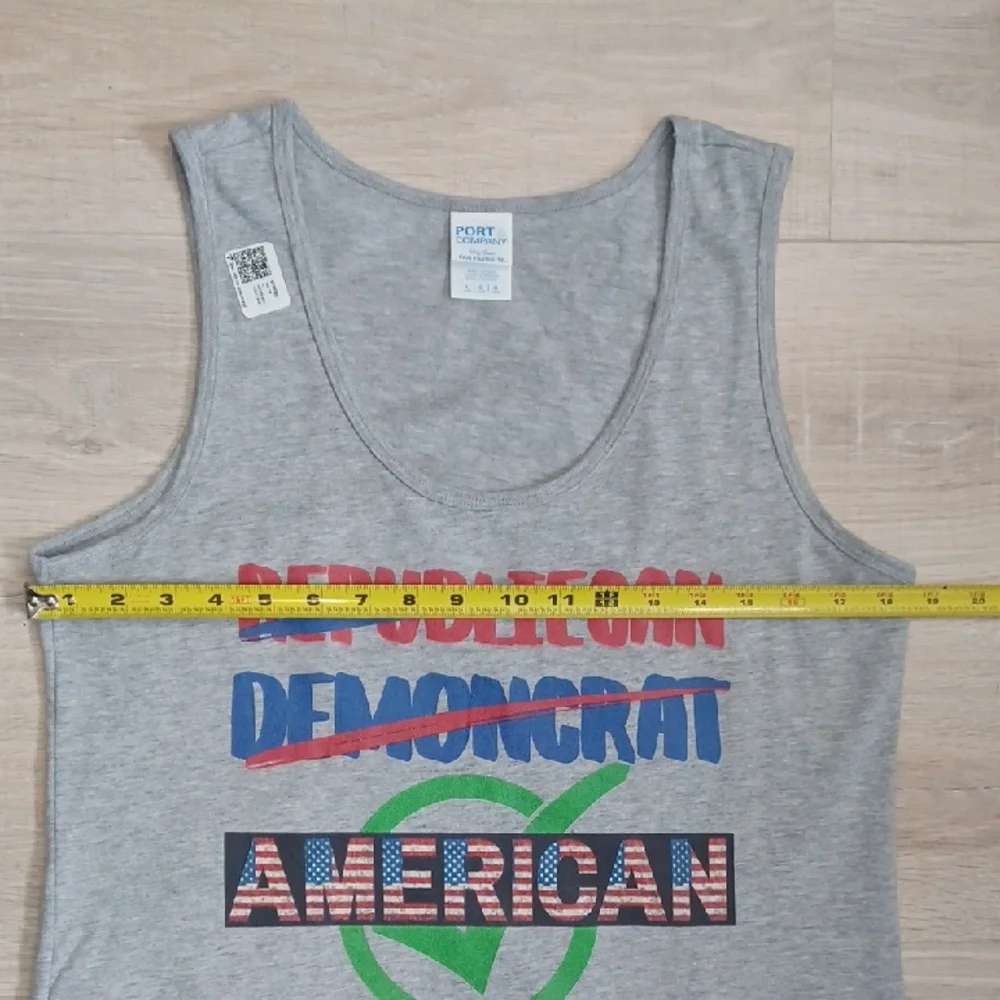 NWT - Medium gray tank American Heritage USA Flag Independent Patriotic July 4th - Picture 10 of 13